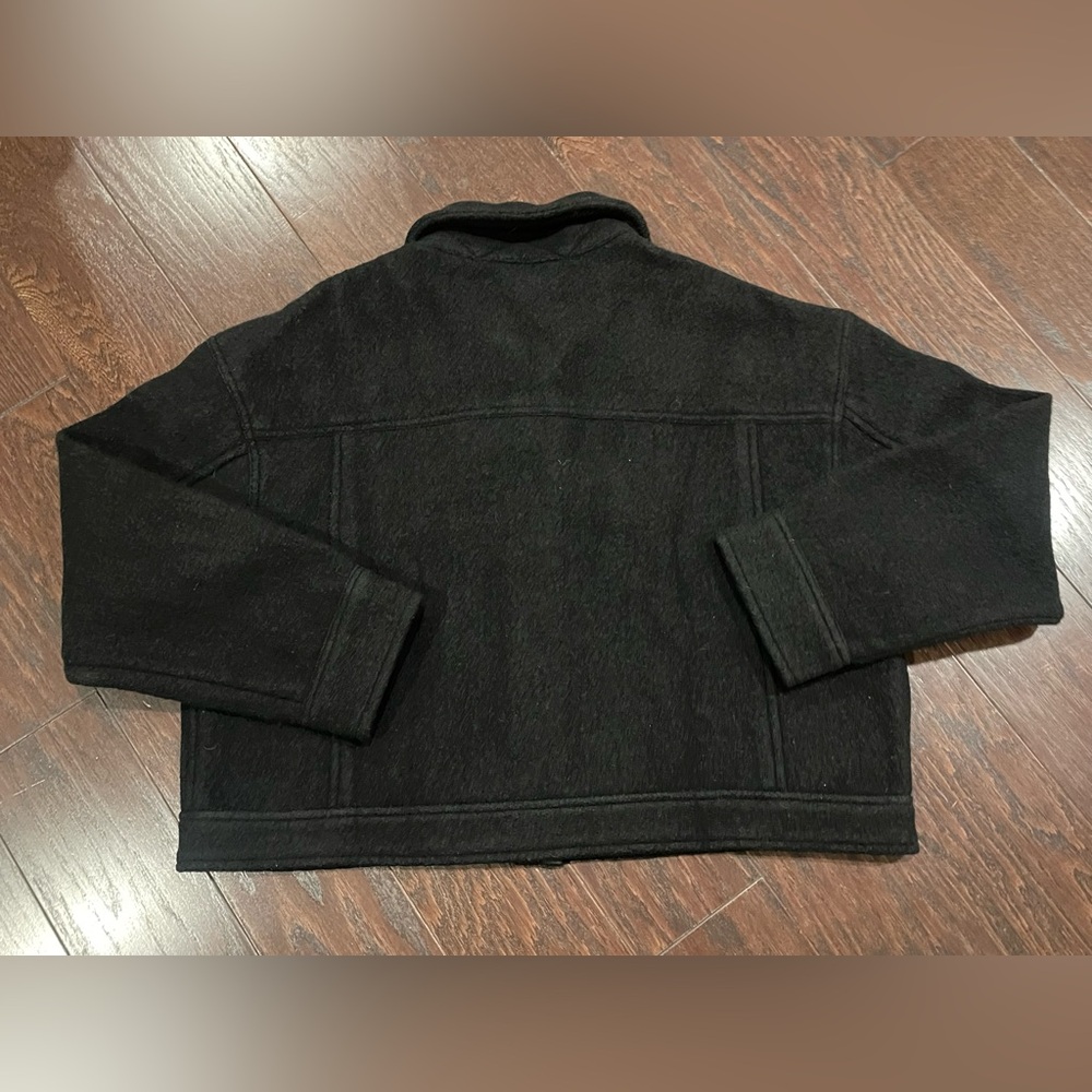 Quince 100% Merino Wool Cropped Shirt Jacket Black Women Size X-Large NEW - Picture 5 of 8